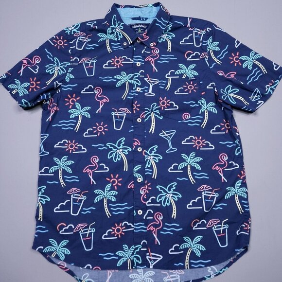 Chubbies One Man Wolfpack Friday Neon Light Button Up Shirt Preppy Lightweight M - Picture 1 of 6